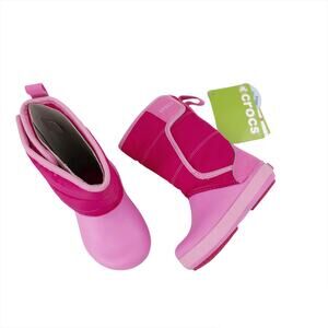 Crocs Snow Boot Lodge Point Candy Print Insulated Sole Kids Baby Sz 7 / C7 NWT